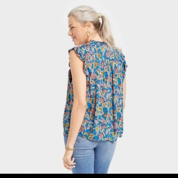 NWT Knox Rose Flutter Sleeve Flowy Floral Top Size XXL - Picture 2 of 13